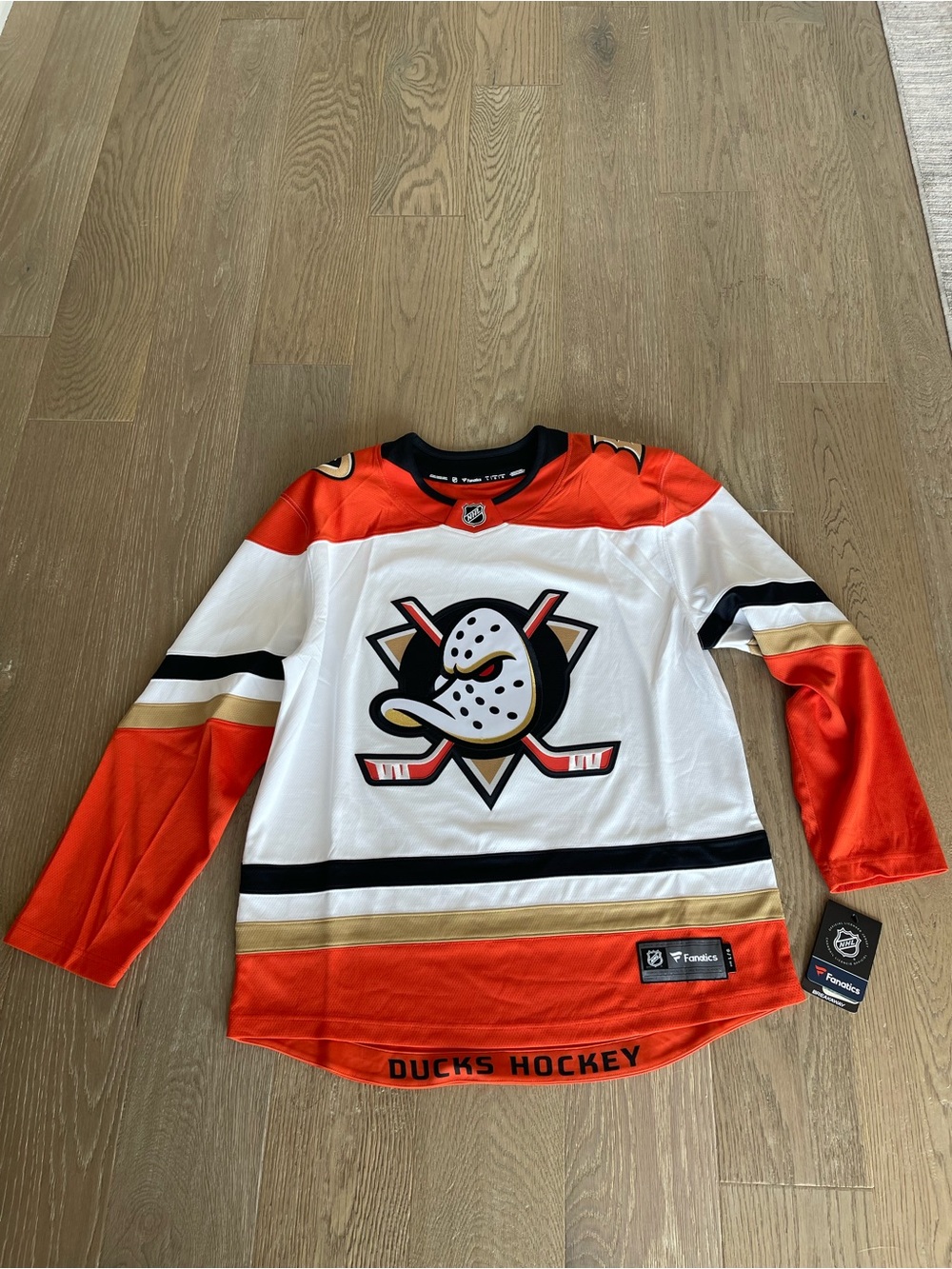 Fanatics Anaheim Ducks Adult Orange & White Hockey Jersey- NWT